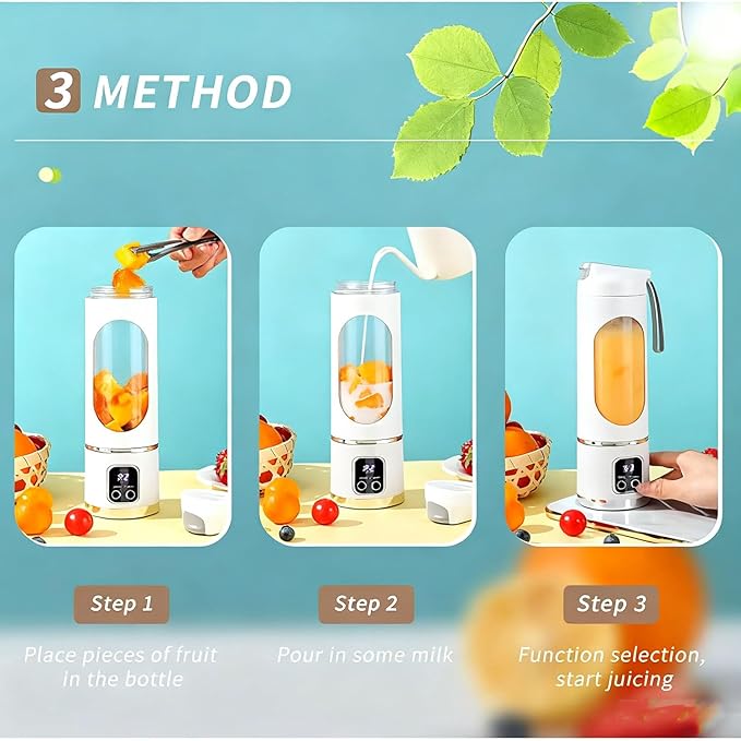 Digital Multimode Juicer Blender - Smart Led Display, Portable Usb Personal Electric Blender, Juicer Shakes And Smoothies Blender For Smoothies Liquid Diet, Shakes, Leak Proof Design (2PC-F)