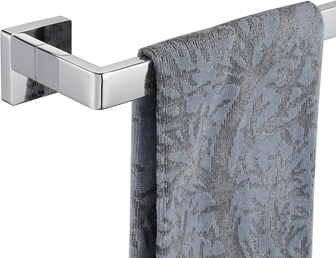 JQK Polished Towel Bar, Rounded Edges 20.41 Inch Towel Rack, 304 Stainless Steel Bathroom Wall Mount, Useable Length 18 Inch, TB250L18-CH