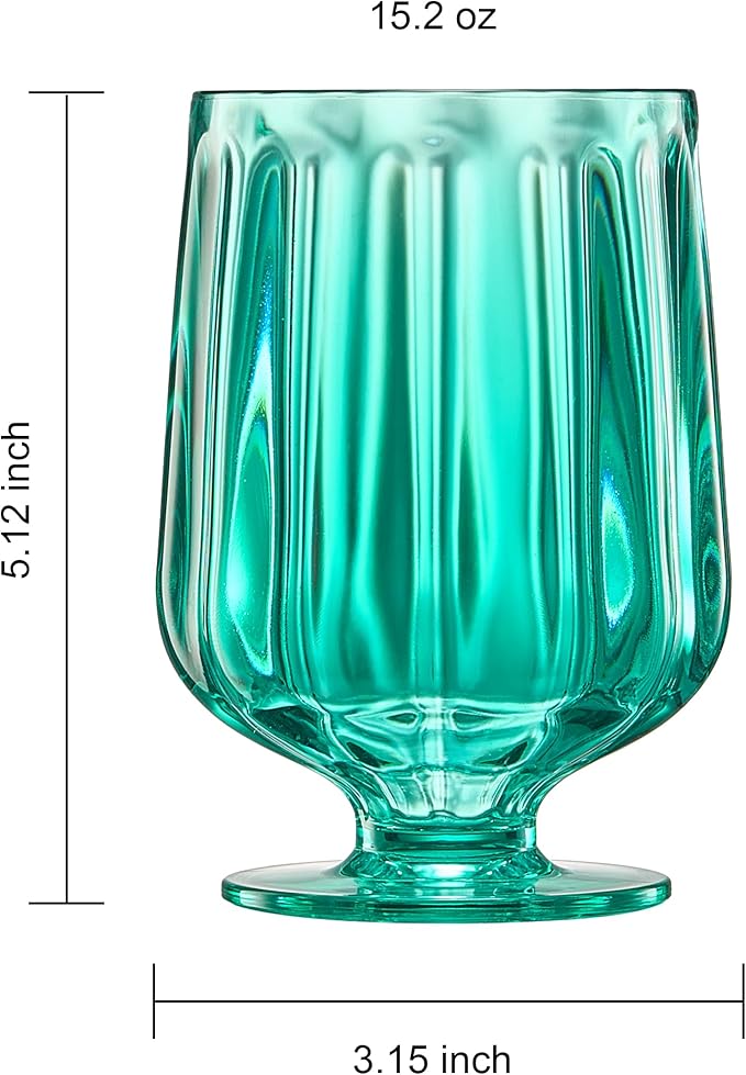 15oz Unbreakable Premium Drinking Glasses Set of 4 - Super Grade Acrylic Plastic - Perfect for Gifts - European Style Tritan Shatterproof BPA-free Reusable Glassware Dishwasher-Safe, Indoor & Outdoor