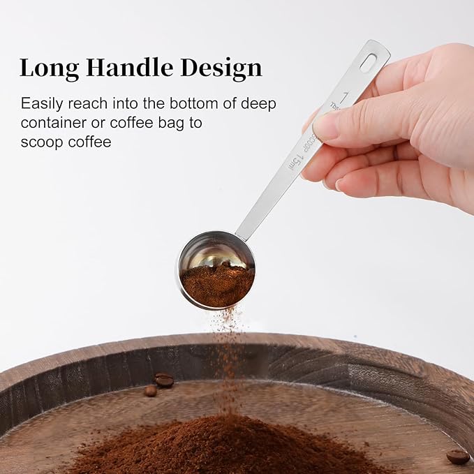 3Pcs Coffee Measuring Scoop Spoons, 15ML Stainless Steel Coffee Scoop, Long Handle Tablespoon for Measuring Coffee, Milk Powder, Fruit Powder, Tea, Sugar, Grains, Flour and Protein(Silver)