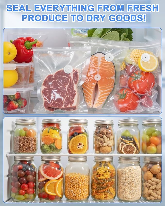 Vacuum Sealer Machine for Food Automatic Compact Vacuum Sealer Kit Handheld Food Sealer Saver with Visual Water Tank for Reusable Vacuum Bag,Regular&Wide Mouth Mason Canning Jar Mother's Day Gifts