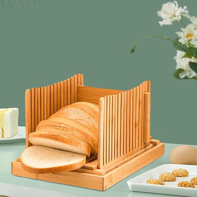 Fenteer Bamboo Bread Slicers Toast Slicers Manual Kitchen Tools Cutting Guide Bread Loaf Slicers Bread Slicers Machine for, Style A