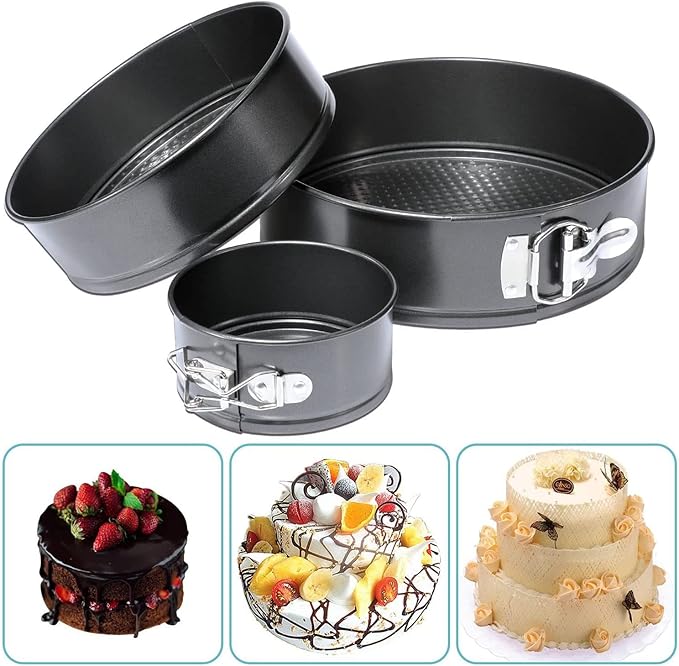 Cake Pan Set, Round Cheesecake Pan, Nonstick Cake Pan with Removable Bottom for Cheesecakes, Yogurt Cakes, Mousse, Coffee Cakes (22/24/26)