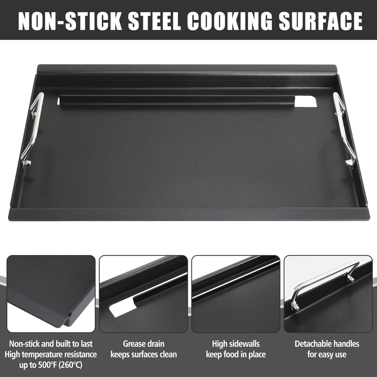 SafBbcue 97888 Full Size Griddle Inserts for Monument 24367 24633 13892 17842 35633 41847NG Grill Flat Top Griddle for Monument Replacemnt Parts 35633G 35633B D405 D425, Carbon Steel