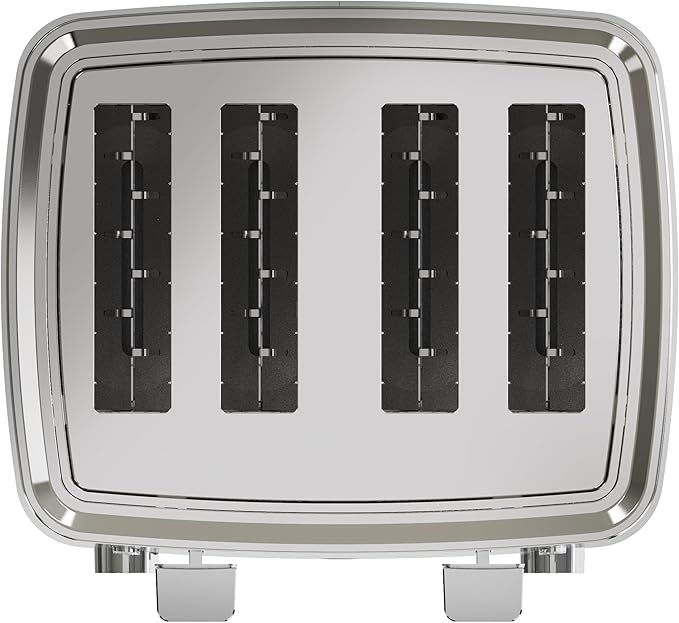 GE Stainless Steel 4 Slice Toaster | Extra Wide Slots for Bagels, Breads, Waffles & More | 7 Shade Options | Countertop Kitchen Essentials | 1500 watt