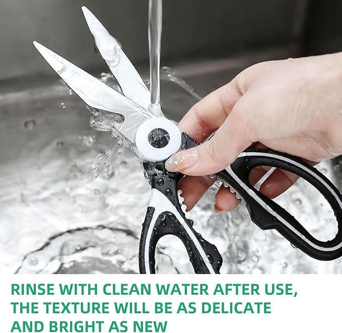 Multipurpose kitchen scissors, heavy duty meat poultry scissors, spice scissors, food cooking scissors, stainless steel utility scissors (2, white)
