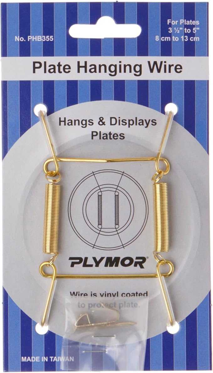 Plymor Shiny Gold Finish Wall Mountable Plate Hanger, 3.125" H x 1.75" W x 0.5" D (for Plates 3.5" - 5")