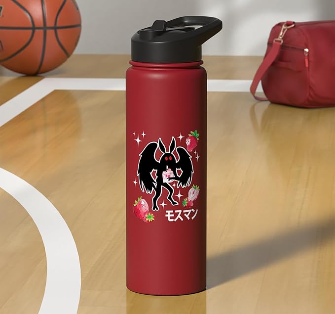 Mothman Kawaii Strawberry Milk Shake Carton Stainless Steel Insulated Water Bottle
