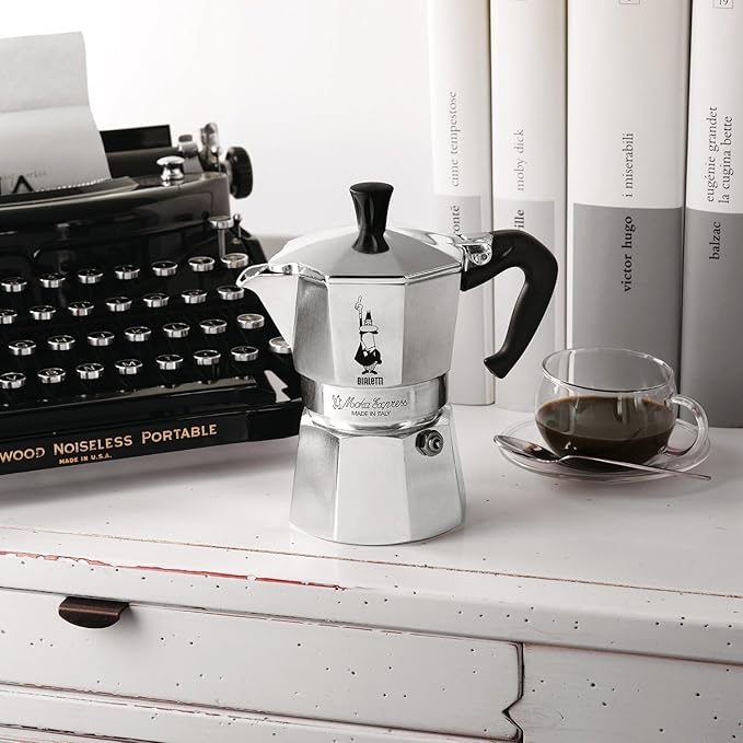 Bialetti Moka Express #06799 3-Cup Espresso Maker Machine and #06960 Bialetti, Six Replacement Gaskets and Two Bialetti Replacement Filter Plates Bundle
