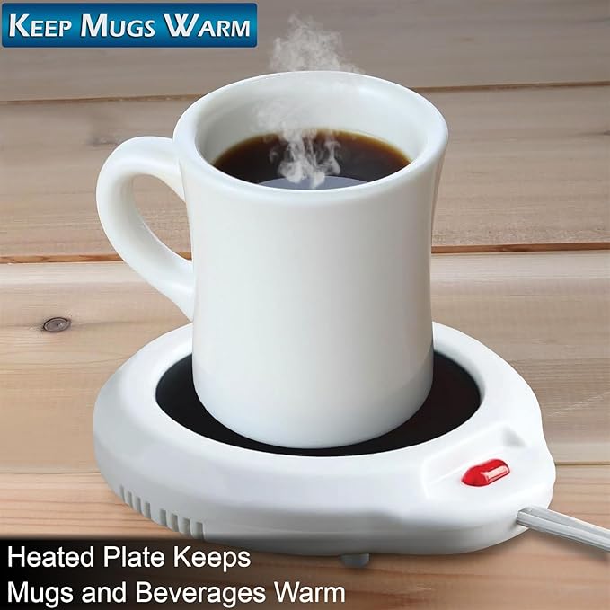 Home-X Mug Warmer, Desktop Heated Coffee & Tea - Candle & Wax Warmer (White)