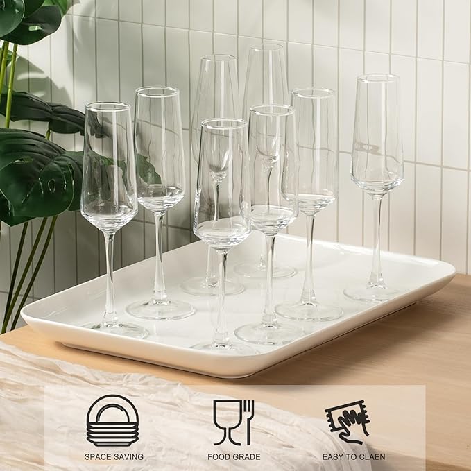 DELLING 18 Inch Large Serving Platter Set of 2, White Porcelain Serving Trays 18" x 12.3", Rectangular Platters for Turkey Fruit Appetizer Party, Oven Microwave Dishwasher Safe, Wedding Entertaining