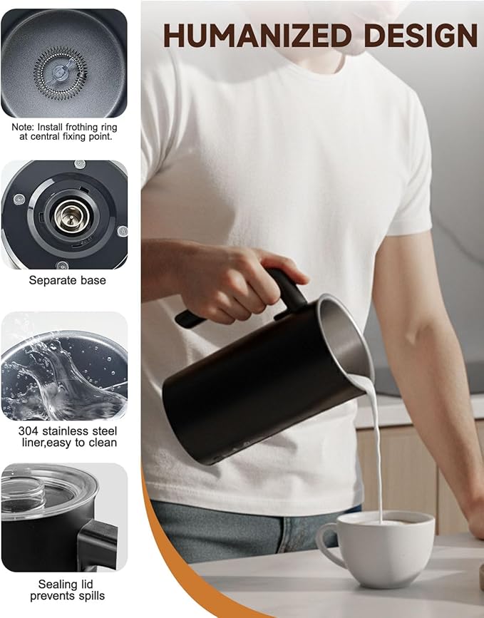 Milk Frother and Steamer, 4-in-1 Automatic Electric Milk Frother 11.8oz/350 ml, Instant Hot and Cold Foam Maker, Milk steamer Heater Foamer Warmer for Coffee, Cappuccino, Macchiato, Latte