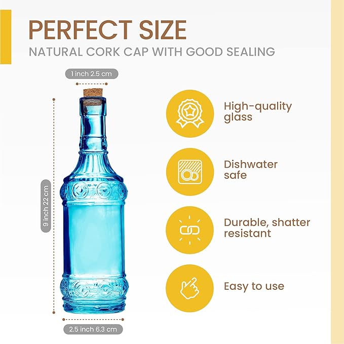 BULK PARADISE Decorative 6 Pack Clear Glass Bottles and Small Mini 12 Pack Clear Glass Bottles