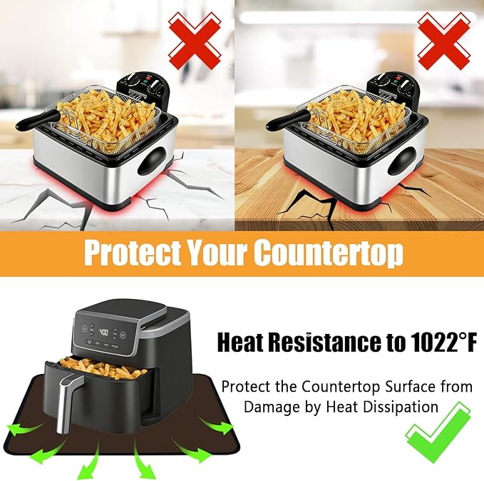Heat Resistant Mat 21x24in, Large Hot Pads for Kitchen Counter, Countertop Protector for Air Fryer and Coffee Station, Appliance Mat