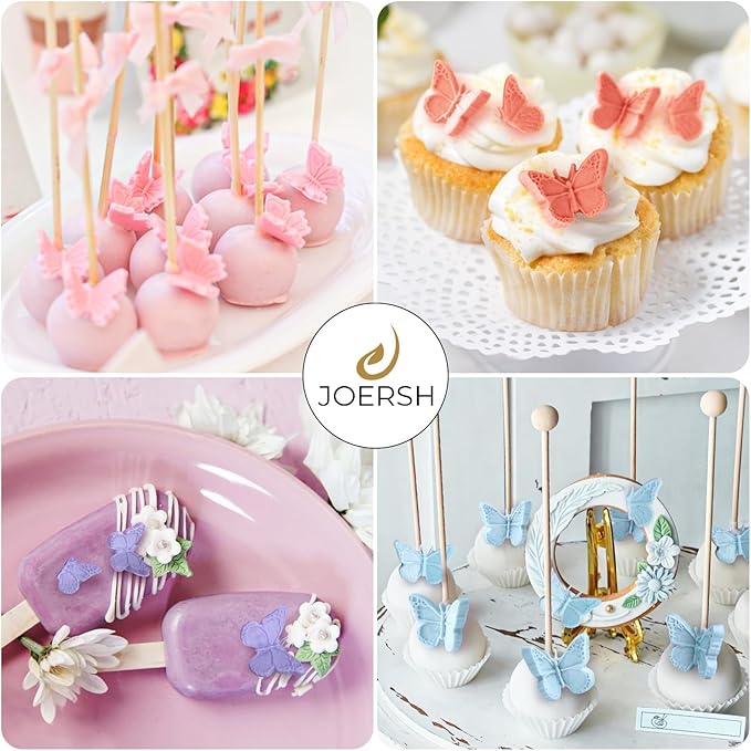 JOERSH 3PCS Mini Butterfly Fondant Mold, Cute Butterfly Fondant Silicone Mold for Chocolate, Cupcake Topper, Cake Decoration, Candy Craft, Dessert Decor
