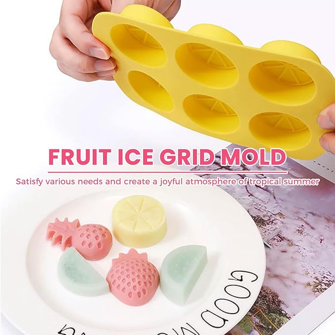 Fruit Theme Silicone Molds for Candy Making, 2 Pack Strawberry & Lemon Gummy Molds Set, Non-Stick 6-Cavity Fruit Snack Molds for Chocolate, Jelly, DIY Kitchen Baking Supplies