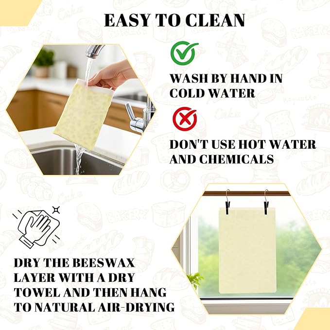 2 Pack Beeswax Bread Bags - 17x13 Inch Reusable Bread Storage Bags,Bees Wax Lined Bread Bags for Home Cooks fresh bread storage Easy Clean (Hen)