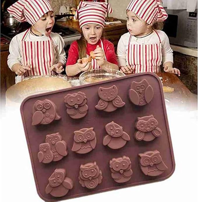 Joyeee 1 Pcs Animal Chocolate Mold, Owl Candy Mold Silicone Jello Mould for Kids, Small Silicone Molds for Candy Making, DIY Homemade Gummy, Ice, Pudding, Chocolate, Soap, Wax Melt etc