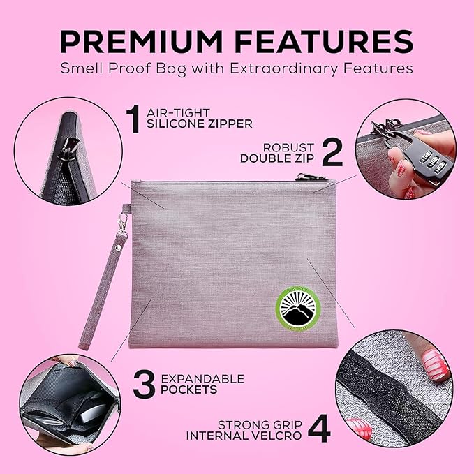Enjoy Native Smell Proof Bag with Lock 11" x 9", Smell Proof Container, Dog Tested Odor resistant Bags, Best Zipper odor sealing pouch for Herbs, Coffee & Travel Medicine, Scent resistent Containers