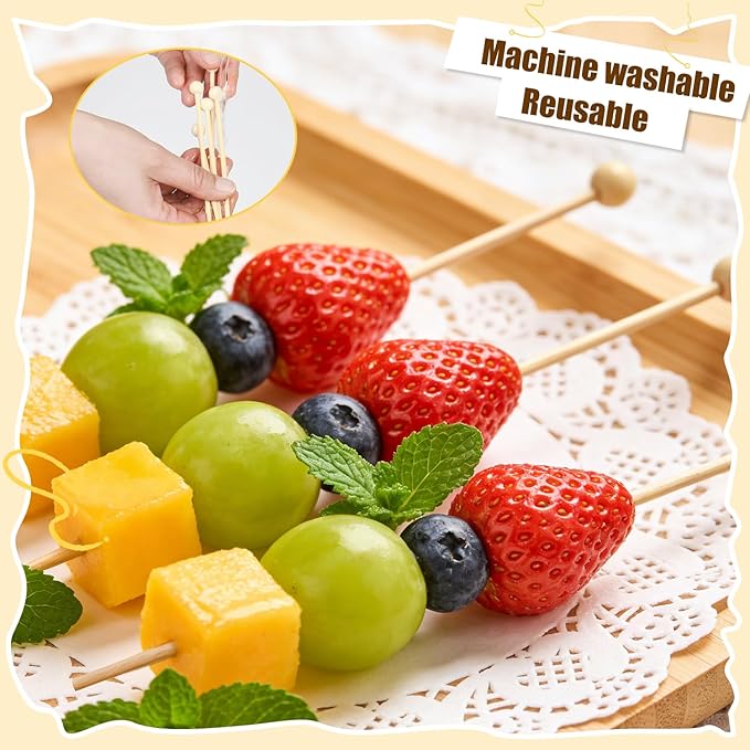 100PCS Rock Candy Sticks with Ball Tips,6 Inch Wood Swizzles Sticks,Natural Wood Cake & Drink Stirrer Sticks for Lollipop Coffee Appetizer Skewers (Multi-color)