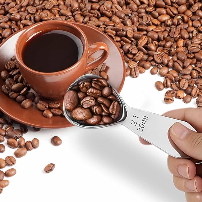 18/8 Stainless Steel Coffee Measuring Spoon 2 Tablespoon Coffee Scoop Short Handle Measuring Spoon for Ground Coffee Tea Sugar Flour Exact Measuring Spoons (30ml)