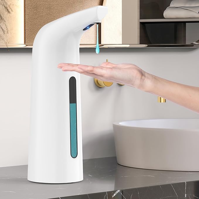 Automatic Soap Dispenser Touchless,400ML Hand & Dish Countertop Electric Liquid Dispenser with Sensor,Modern 4 Gear Adjustable Waterproof Battery Operated Kitchen Auto Soap Pump