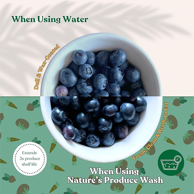 Natures Produce Wash, Fruit and Vegetable Wash, Removes Unwanted Residue, Extends Produce Life, Fruit Cleaner. 3 Months Supply or Makes 10+ Spray 16 oz Bottles