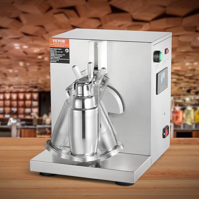 VEVOR Milk Tea Shaker, Electric Milk Tea Maker Machine, 0-180s Adjustable Milk Tea Shake Mixer Machine with 750ML Stainless Steels Cup for Bubble Tea, Boba Tea, Juice, Coffee, Milk, Wine