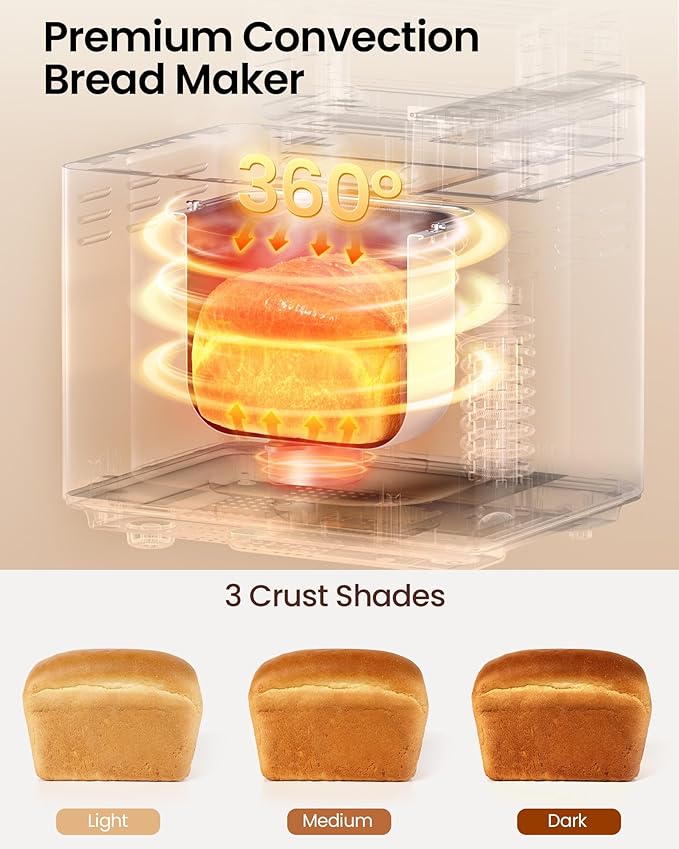 KOVIET 25-in-1 Bread Maker Machine with Automatic Dual Dispenser, 2LB Stainless Steel Breadmaker with Gluten-Free, Dough, Jam, Yogurt etc Settings, Silver
