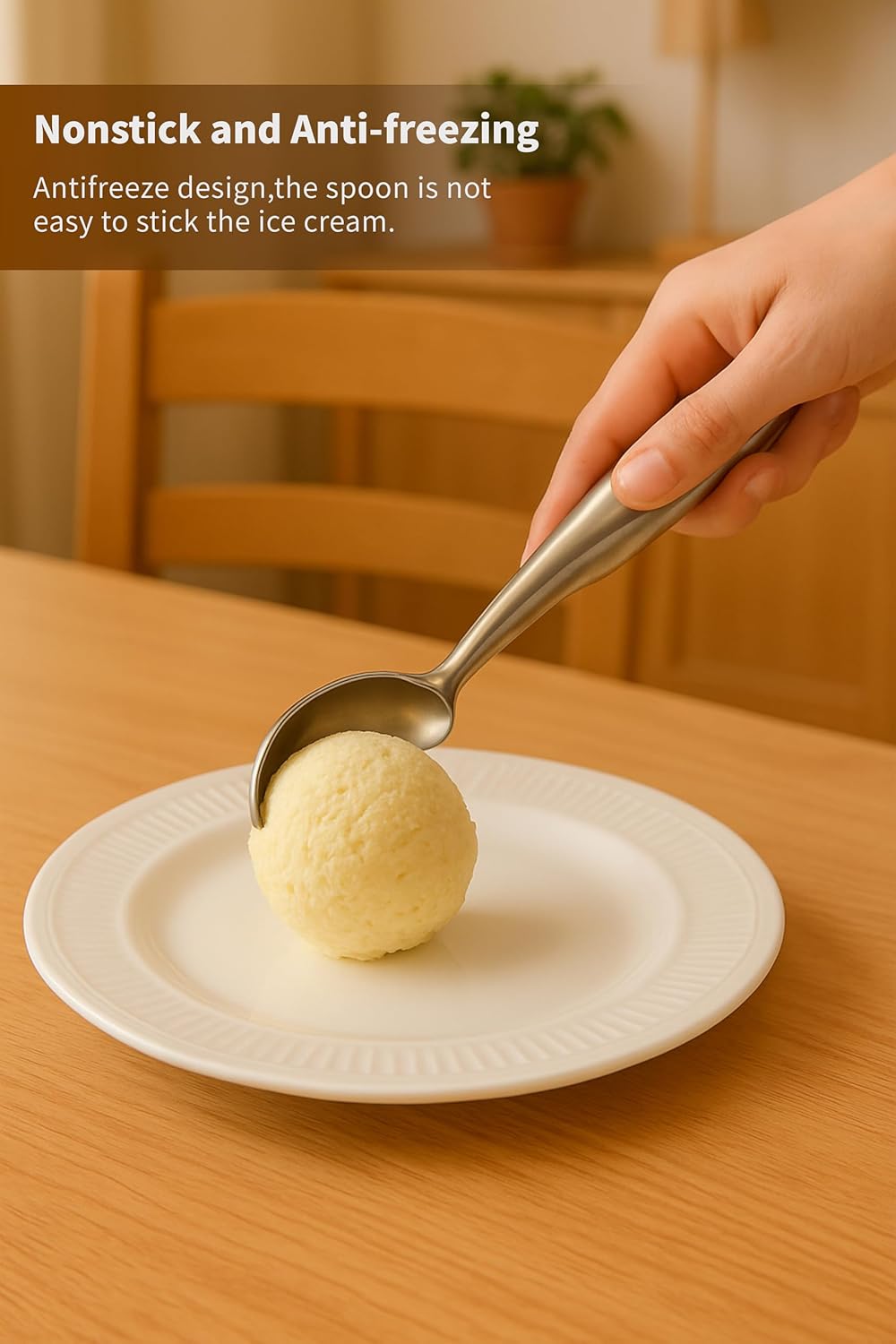 2Pcs Stainless Steel Ice Cream Scoop - Ergonomic Handle Ice Cream Scooper Heavy Duty Ice Cream Scoops Best Rated - One-Piece Dishwasher Safe Icecream Scoop Stainless Steel (2)