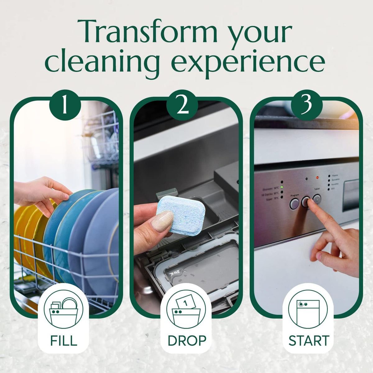 CLEANOMIC Dishwasher Pods (32 Eco Tabs) Soap Detergent, No Harsh Ingredients, Individually Wrapped - Lemon Fresh