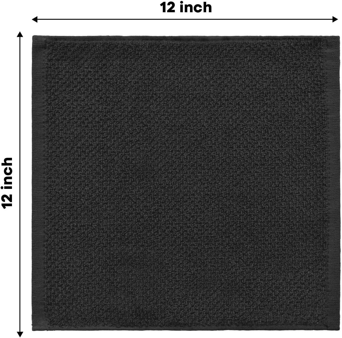 Artoid Mode Ring Spun Cotton Black Dishcloth Kitchen Towels, 12x12 Inch Ultra Soft Absorbent Quick Drying Household Cleaning Kitchen Rags Set of 4
