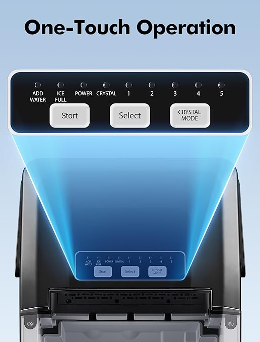Ice Maker Countertop, Portable Ice Machine with Carry Handle, Self-Cleaning Ice Makers with Basket and Scoop, 9 Ice Cubes in 6 Mins, 26 lbs per Day, 5 Sizes of Bullet Ice for Home Party Camping RV