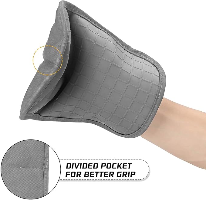 BPA-Free Soft Silicone 4 Piece Oven Mitts & Pot Holders Set - Ultra Heat Resistant Oven Mitts with Thick Cotton Liner - Long Slip Resistant Pot Holders, Flexible Oven Gloves - Navy