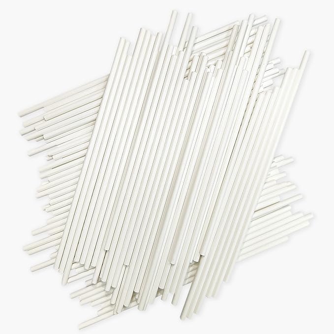 300 Count 4 INCH White Paper Lollipop Sticks,Cake Pop Sticks,Sucker Sticks for Cookies,Rainbow Candy,Chocolate,Cake Topper(Dia 3.5mm)