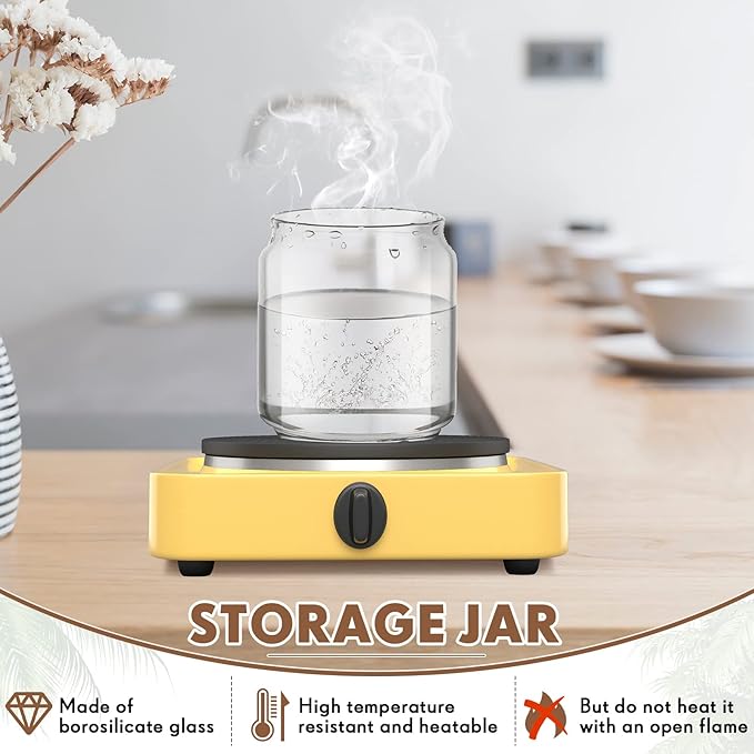 Irenare 8 Pack Glass Containers Canister Set, 17 oz Food Storage Spice Jars with Airtight Lids, Clear Kitchen Containers for Coffee Sugar Tea Beans Nuts Candy Pantry Organization (Wood)