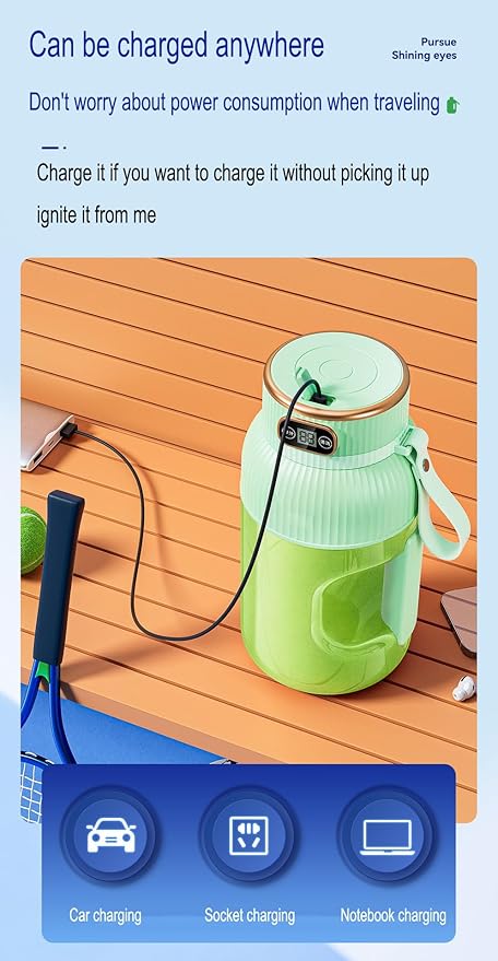 Large-capacity personal size blenders, powerful motor driving ten-blade cutter head, dual large-capacity batteries, TYPE-C fast charging head, 40Oz (1200ml) large capacity (white with lid)