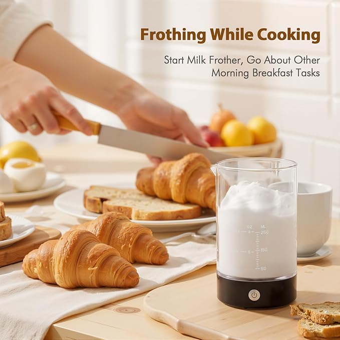 Cold Foam Maker Frother Blender for Coffee - Handheld-Free - One-Button Battery Powered - Frother for Cold Foam - Ideal Gift (Coal Black)