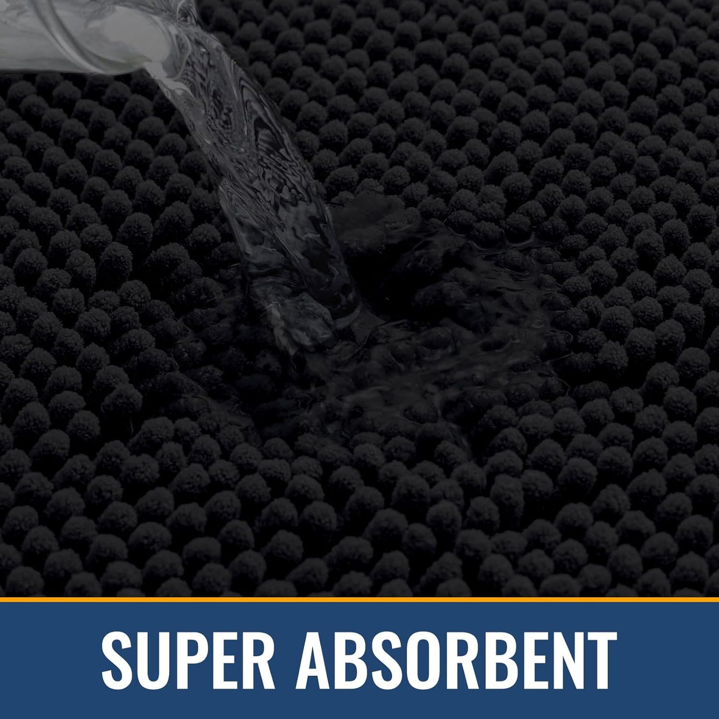 Arotive Bathroom Rugs 47x32, Extra Soft Absorbent Shaggy Chenille Bath Rugs, Machine Washable Rubber Backing Non-Slip Bath Mats for Bathroom Floor Tub and Shower, Home Decor Accessories, Black