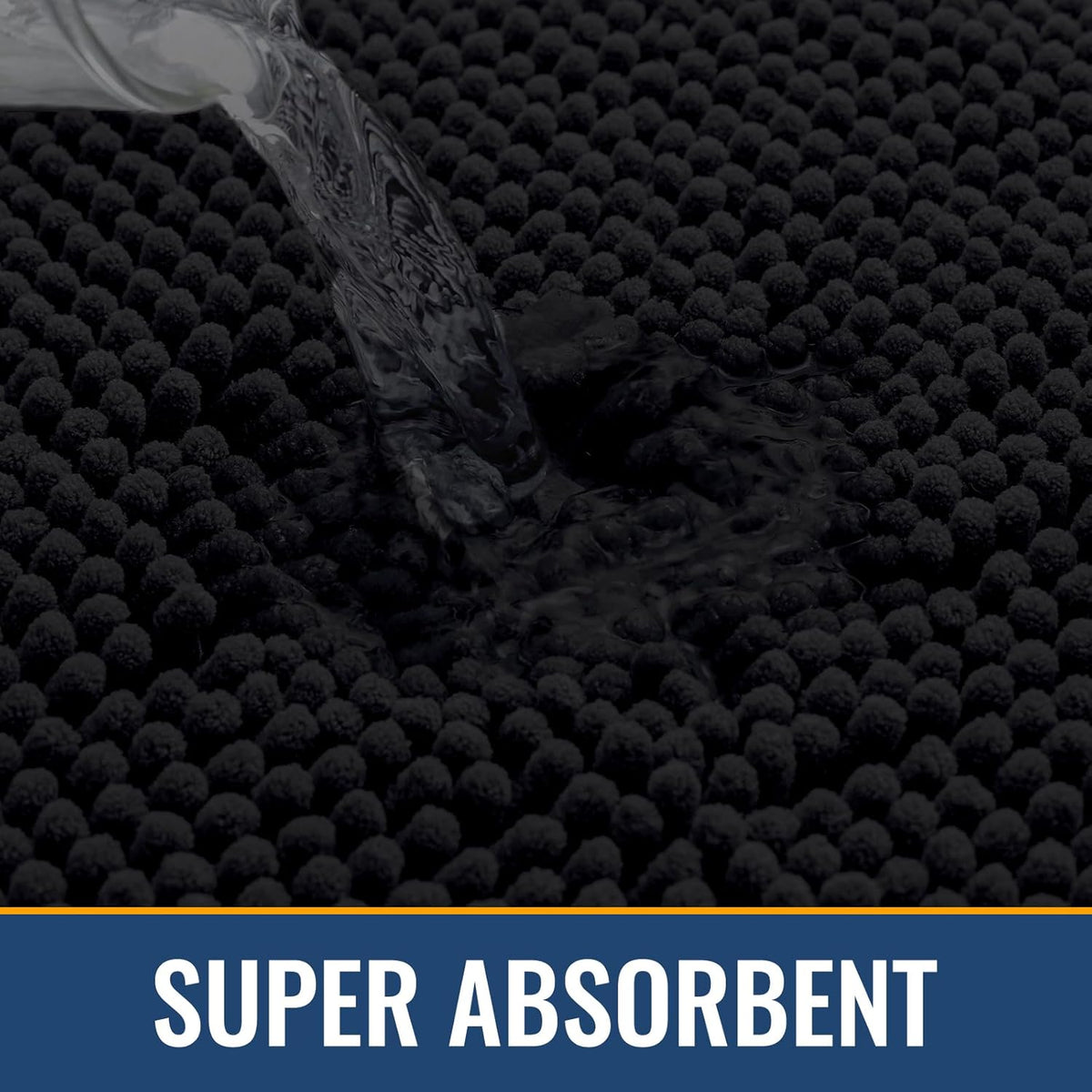 Arotive Bathroom Rugs 47x24, Extra Soft Absorbent Shaggy Chenille Bath Rugs, Machine Washable Rubber Backing Non-Slip Bath Mats for Bathroom Floor Tub and Shower, Home Decor Accessories, Black