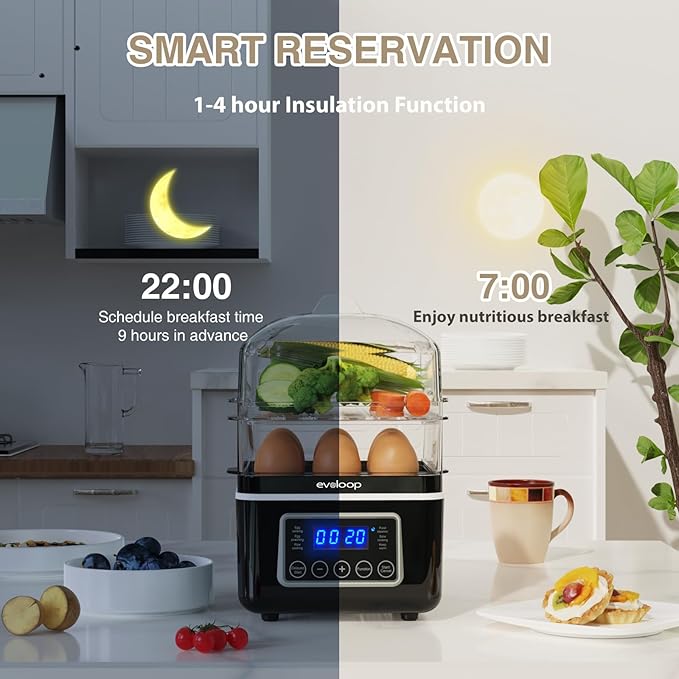 2 Tiers Electric Food Steamer with Evoloop 1.7L Electric Kettles
