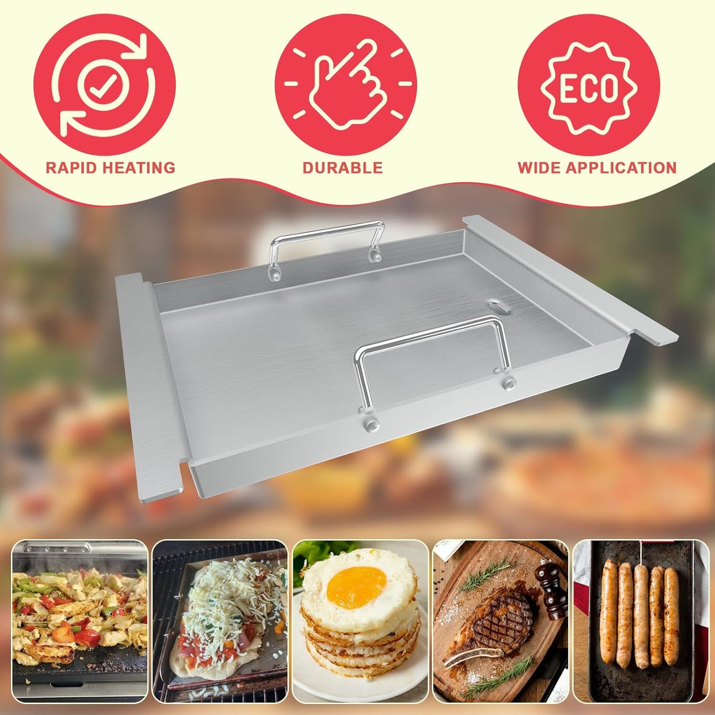 Upgrades Half Griddle for Ninja FlexFlame Grills, Stainless Steel Sizzle Griddle Plate for Ninja PG300 Grill Accessories, Compatible with ninja-Flex Flame Grill Accessories XSKHLFGRIDLE, 17''L x 12''W