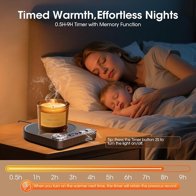 MQFORU Retro Coffee Mug Warmer, 36W Fast Heating with 9 Temp Settings & 0.5-9H Timer, Auto Shut-Off & Memory Function, Smart Desk Warmer for Coffee, Tea, Milk, Candle - Ideal Gift Accessories