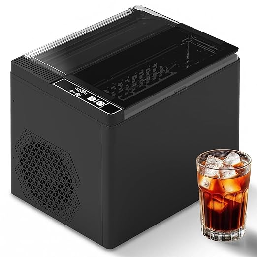 Ice Maker Countertop Mini Ice Maker Makes 9 Bullet Cubes in 6 Mins 26 lbs/Day Portable Ice Machine with Self-Cleaning for Home Kitchen RV Bar