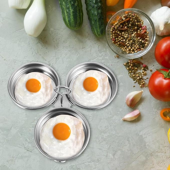 BESTOYARD Egg Poacher Stainless Steel Poached Egg Maker Nonstick Boiling Mold 7.08X7.08X2.75In Multifunctional Steamed Pan Kitchen Tool