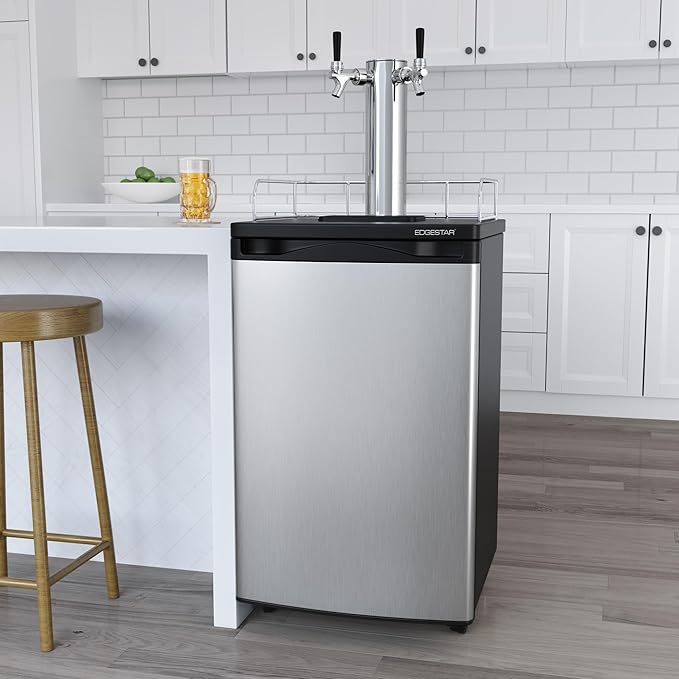EdgeStar KC2000SSTWIN Full Size Stainless Steel Dual Tap Kegerator & Draft Beer Dispenser - Stainless Steel