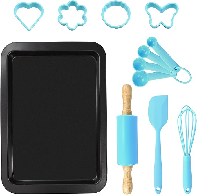 R&M International 2246 Junior 12-Piece Bakeware Set, Includes Pan, Rolling Pin, Tools and Cookie Cutters