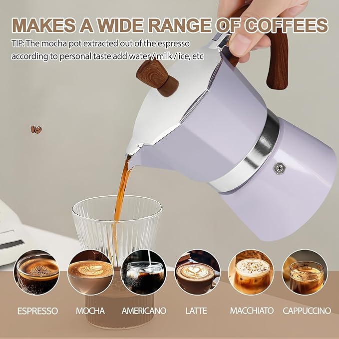 Aluminum 12 Cup 600ml Moka Pot Express Coffee Maker Stovetop Espresso Colorful Coffeemaker Italian Classic Style Brewing Greca Cafe Mocha Machine for Cafeteras Lover Camping Travel and Home Use 20oz