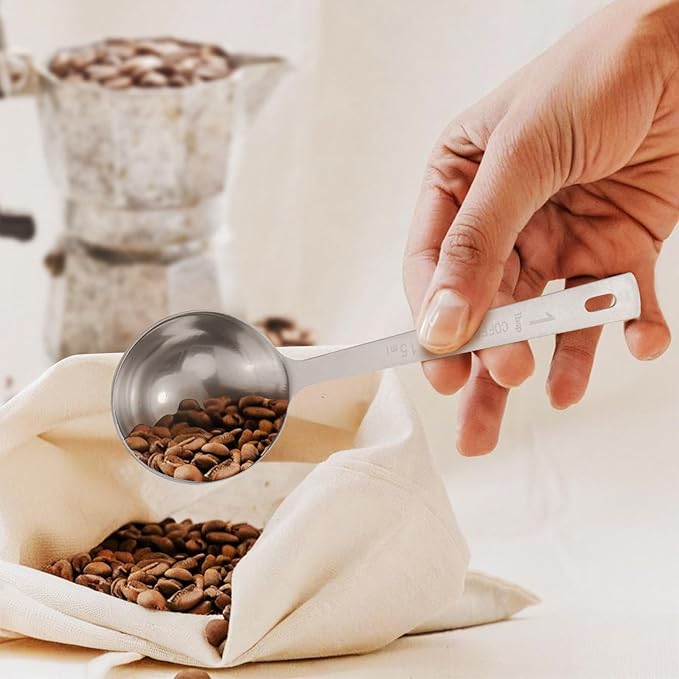 Flezoo 4Pcs Coffee Scoop Spoon - 1 Tablespoon 15ML Stainless Steel Long Handle Measuring Spoons for Ground Coffee, Loose Tea and Powder