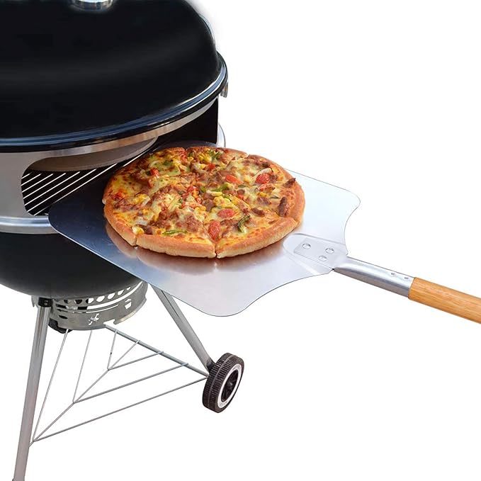 Onlyfire 4-Piece Pizza Stone Set – 15" Round Cordierite Baking Stone for Oven & Grill, 14"x16" Pizza Peel, Stainless Steel Spatula & Cutter – Complete Pizza Making Kit for Crispy Crust, Bread, BBQ